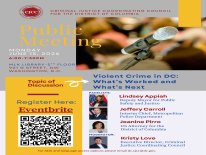 Flyer advertizing the public meeting with event information and speaker photos